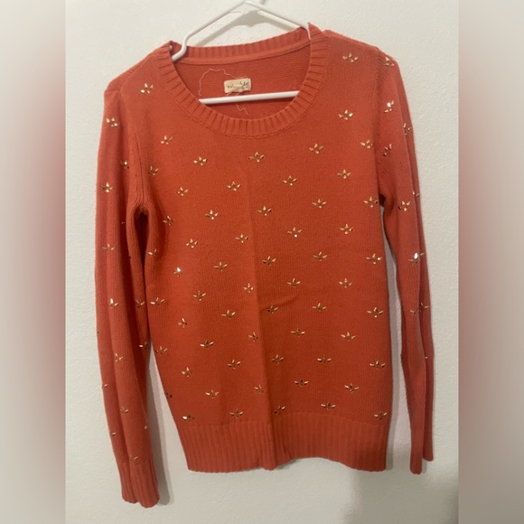 Maison Jules Sweaters - Maison Jules Orange Sweater with Gold appliqué